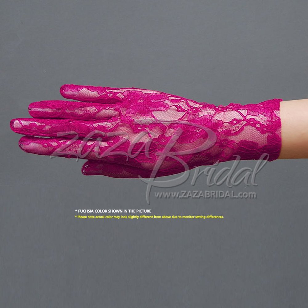 Flower Pattern Women’s Lace Gloves Wrist Length